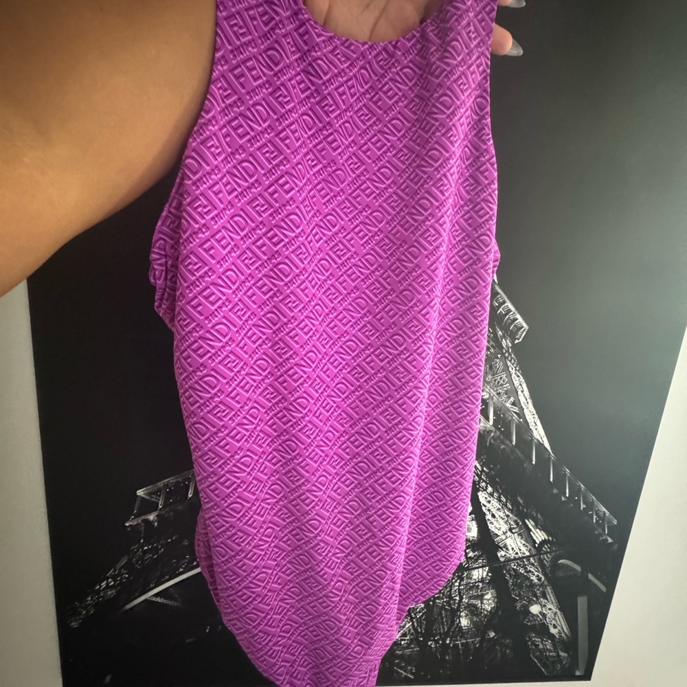 Fendi Purple Logo-Embossed Tank Top